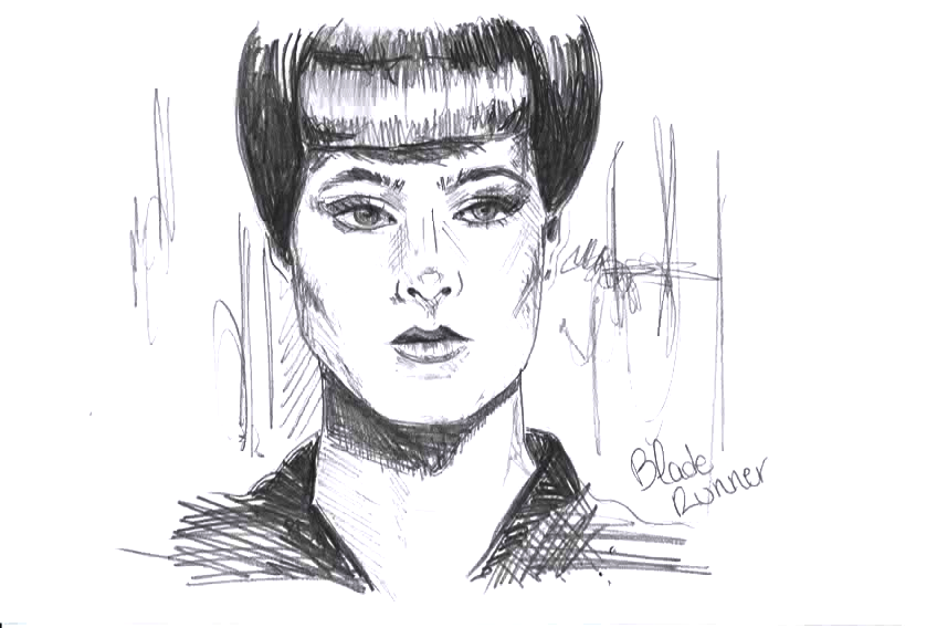 Dibujo hecho a mano de Rachael de la película Blade Runner