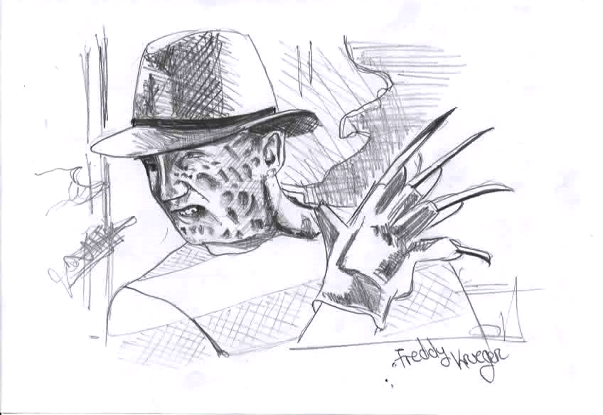 Dibujo hecho a mano de Freddy Krueger