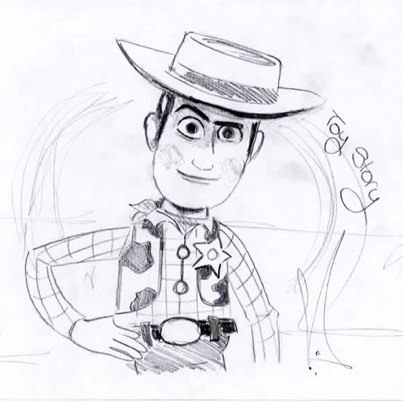 Dibujo hecho a mano de Andy de la película Toy Story.